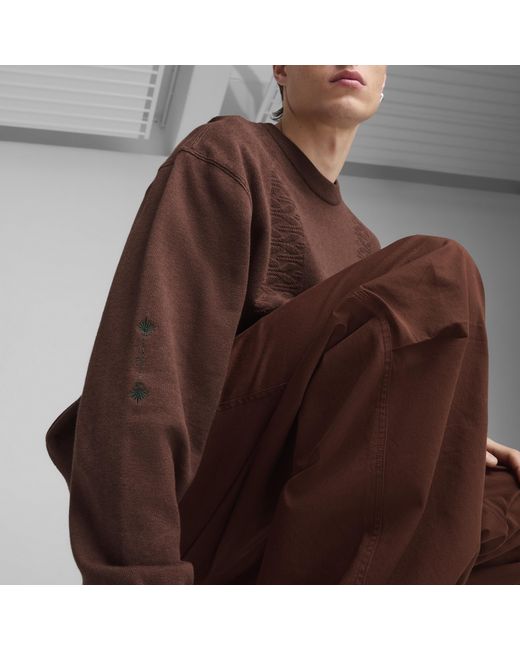 PUMA Brown Palais Artisan Crew Top for men