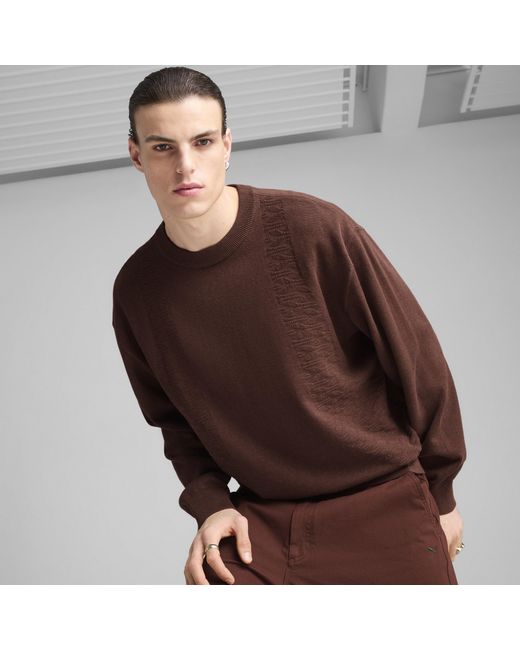 PUMA Brown Palais Artisan Crew Top for men