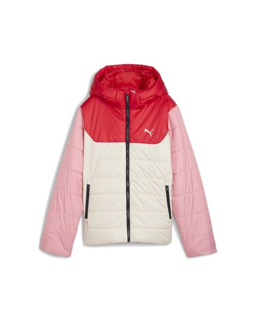 Chaqueta Acolchada Con Capucha Essentials Juvenil, Ropa, Blanco PUMA de color Red