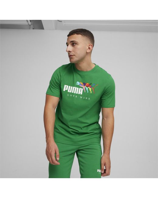 PUMA ESS+ LOVE WINS T-Shirt in Green für Herren