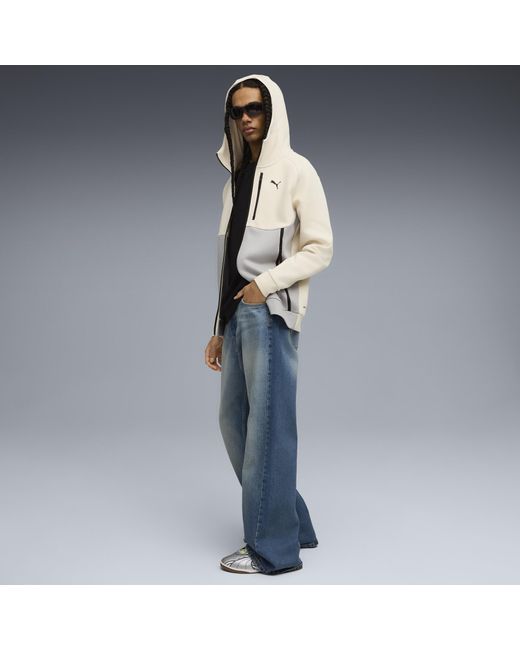 PUMA Tech Hoodie Mit Durchgehendem Reißverschluss Herren, Kleidung, Alpine Snow/Grau Echo in Natural für Herren