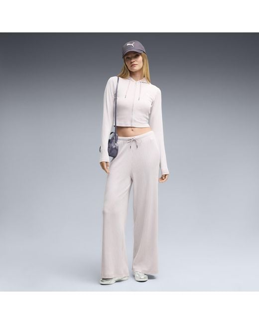 PUMA Multicolor Essentials Ribbed Wide Leg Pants