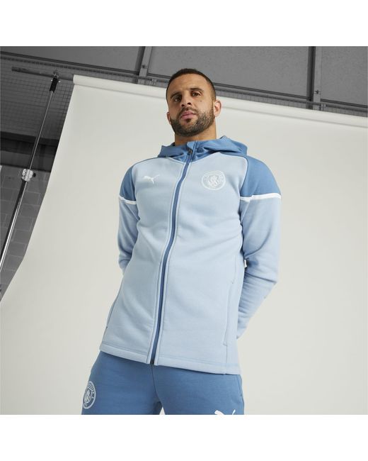 PUMA Blue Manchester City Football Casuals Hooded Jacket for men