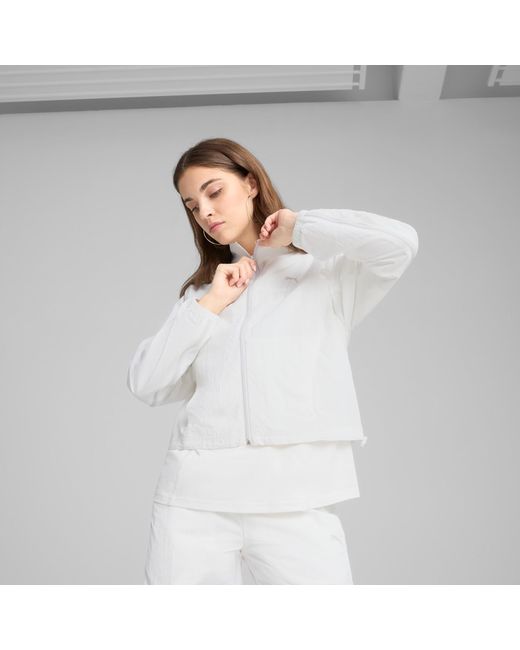 PUMA White Dare To Oversized Full-Zip Woven Jacket