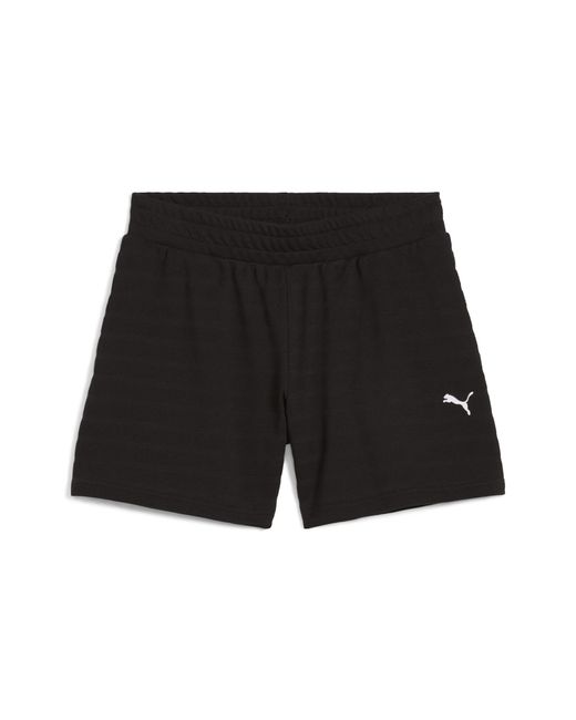 PUMA Black Ess Elevated Strukturierte 5" Shorts Mit Hohem Bund Damen