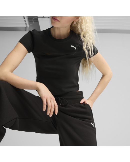 PUMA Black Wardrobe Essentials Wide Leg Sweatpants