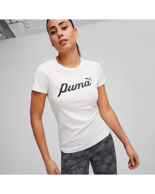 PUMA Ess+ Script T-shirt in het Gray