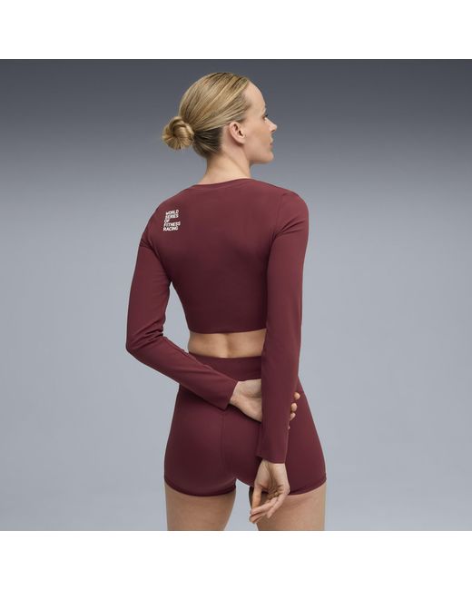 Camiseta Corta De Manga Larga X Hyrox Shapeluxe Para Mujer, Ropa, Ruby Shimmer PUMA de color Red