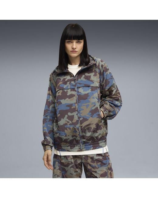 PUMA Gray Clrt All-Over Print Ripstop Jacket