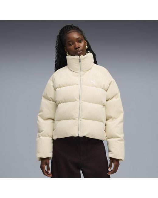 PUMA Natural Wardrobe Essentials Cord-Pufferjacke Damen, Kleidung