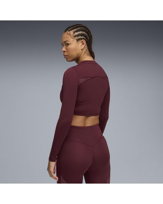 Camiseta Crop De Manga Larga Shape Para Mujer PUMA de color Red