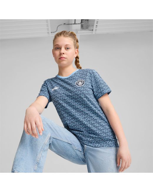 PUMA Blue Manchester City ftblCULTURE T-Shirt mit Allover-Print Teenager Kinder