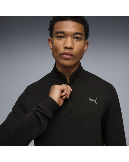 PUMA Black Cloudspun Quarter-Zip Training Top for men