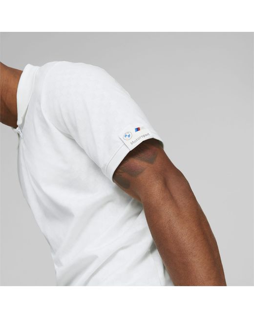 PUMA White Bmw M Motorsport Printed Jacquard Polo Shirt for men