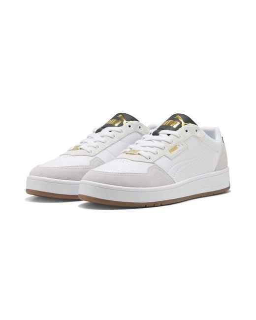 PUMA Court Classic Lux Sd Sneakers Uniseks, Zwart/Grijs/Wit, Maat in het White