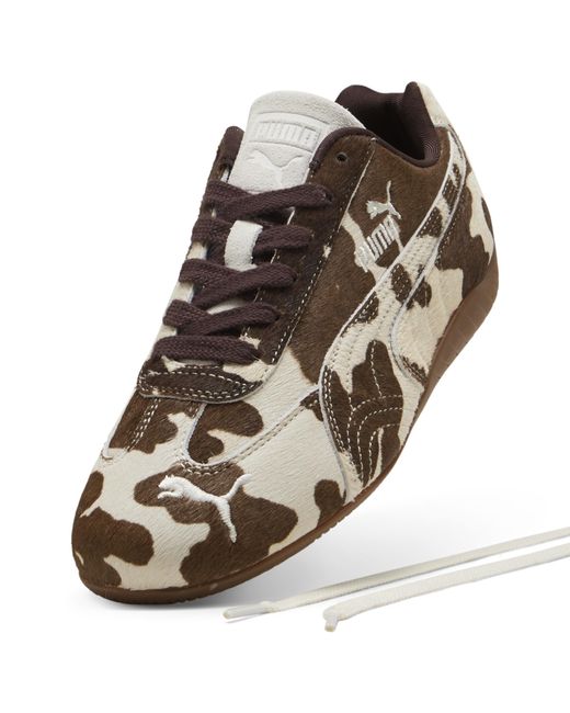 PUMA Brown Speedcat Cow Print Animal Print Sneakers