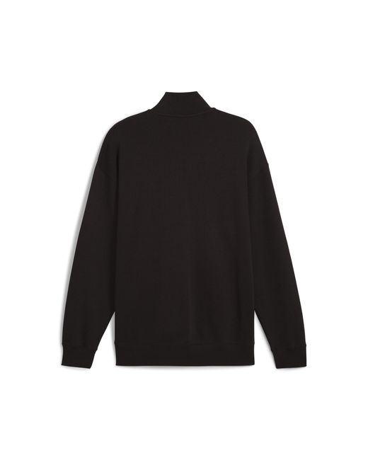 PUMA WARDROBE ESS Relaxed Rundhalsshirt mit halblangem Reißverschluss in Black für Herren