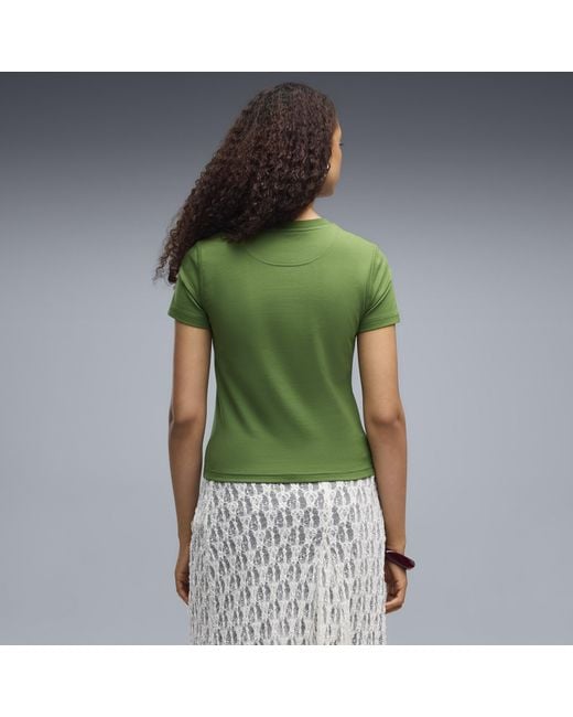 PUMA Green Elevated Essentials Slim T-Shirt