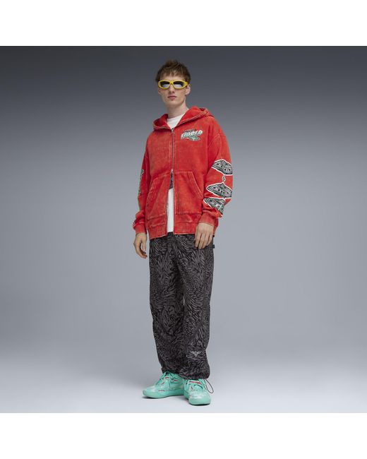 PUMA Red Melo World Zip Up Hoodie for men