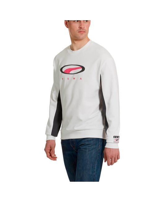 PUMA White '90s Retro Men's Crewneck Sweatshirt for men