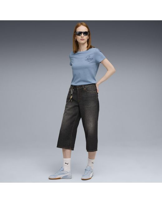 PUMA Ess Script T-Shirt Maat in het Blue