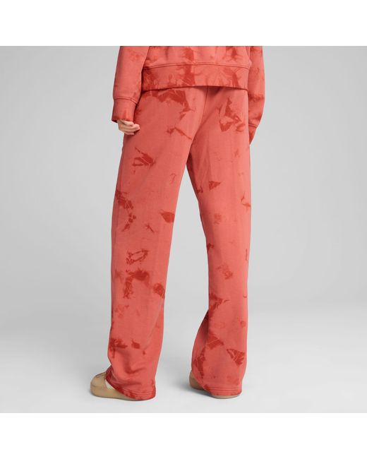 PUMA Wardrobe Ess Floral Pack Verwassen Rechte Sweatpant Voor in het Red