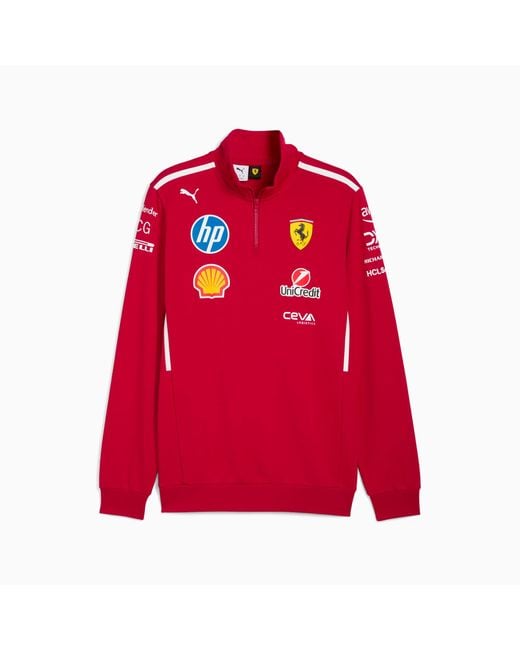 PUMA Red Scuderia Ferrari Hp 2025 Team Quarter-Zip Sweatshirt