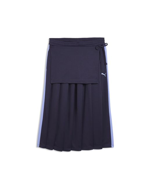 PUMA Blue T7 Midi Pleated Skirt