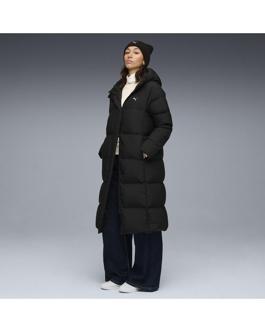 PUMA Black Daunen-Puffermantel Mit Kapuze Damen, Kleidung