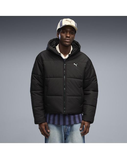 PUMA Black Essentials Relaxed Hooded Padded Jacket for men
