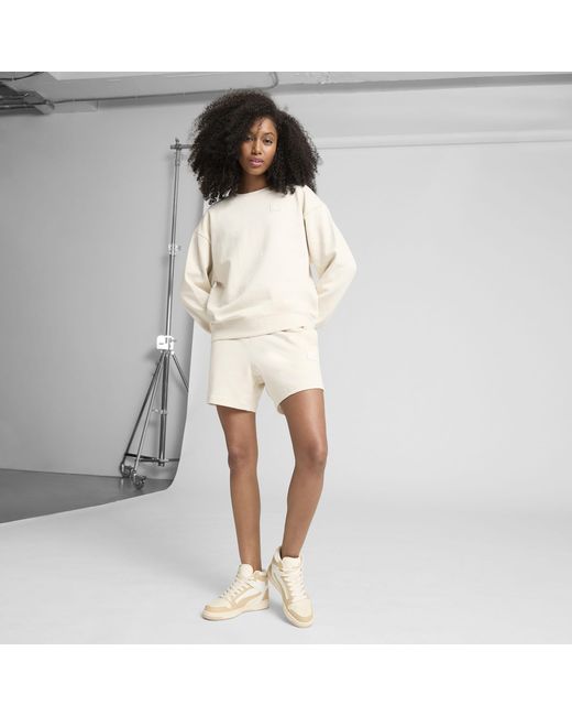 PUMA White Essentials Elevated 5" Mid-Rise Shorts