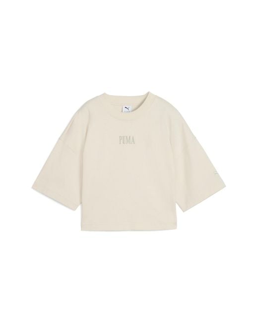 T-Shirt Oversize Con Grafica Premium Essentials Da Donna, Abbigliamento, Alpine Snow di PUMA in Natural