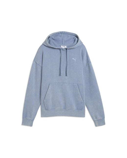 PUMA Gray Essentials Elevated Relaxed Wash Hoodie Damen, Kleidung