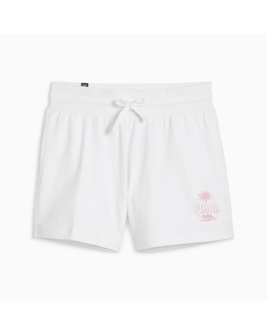 PUMA White ESS+ PALM RESORT Shorts