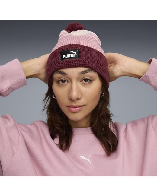 PUMA Red Essentials Beanie Mit Bommel, Accessoires, Ruby Shimmer/Mix