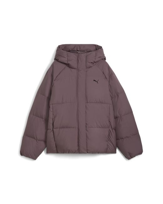 PUMA Brown Daunen-Pufferjacke Mit Kapuze Damen, Kleidung, Raisin