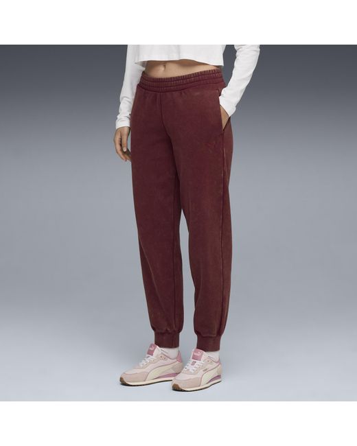 PUMA Women's Red Ess Elevated Wash Sweatpants