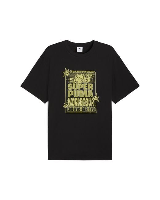 PUMA Graphic Super World Tour Relaxed T-Shirt Herren, Kleidung in Brown für Herren