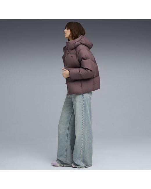 PUMA Brown Daunen-Pufferjacke Mit Kapuze Damen, Kleidung, Raisin
