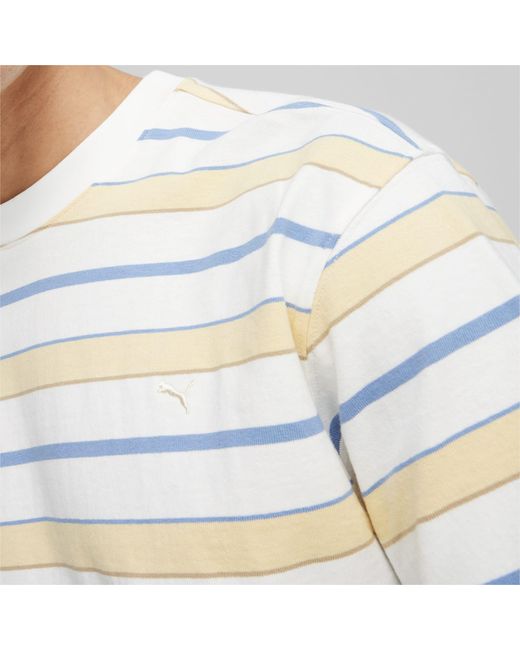 PUMA White Mmq Striped T-shirt for men