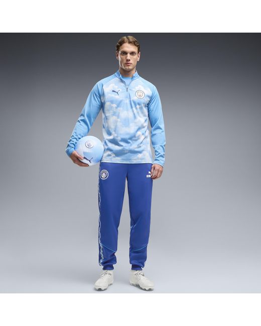 PUMA Blue Manchester City Quarter-Zip Warmup Top for men