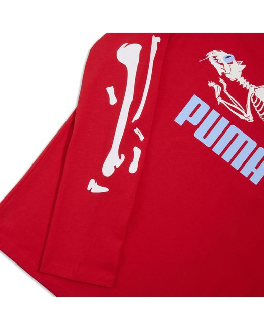 PUMA Red Graphic Skeleton Long Sleeve T-Shirt for men