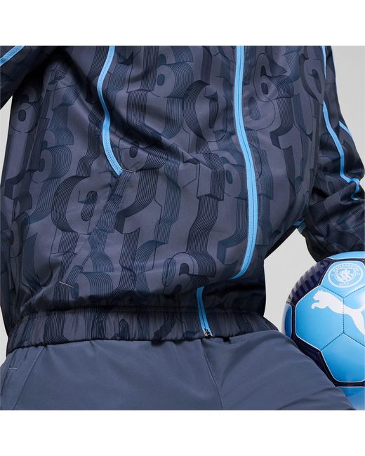 PUMA Blue Manchester City Pre-match Woven Jacket for men