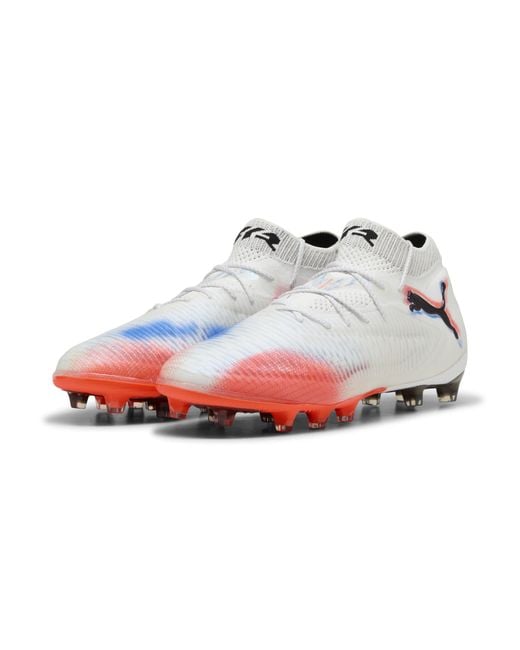 PUMA Future 8 Ultimate Ag Uniseks Voetbalschoenen, Zwart/Rood/Wit, Maat in het White