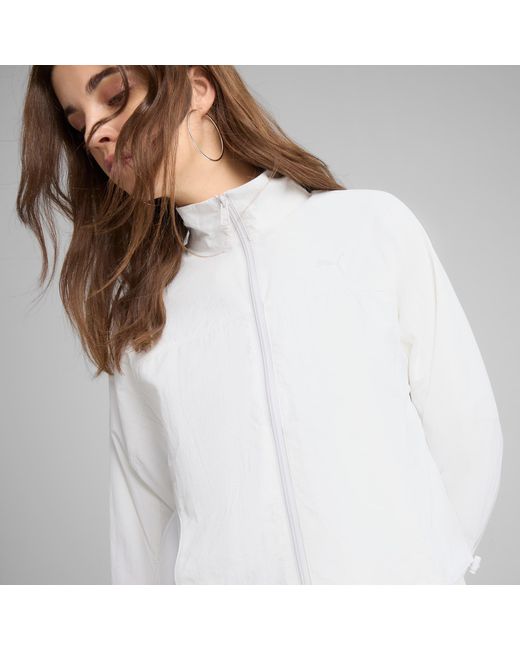 PUMA White Dare To Oversized Full-Zip Woven Jacket