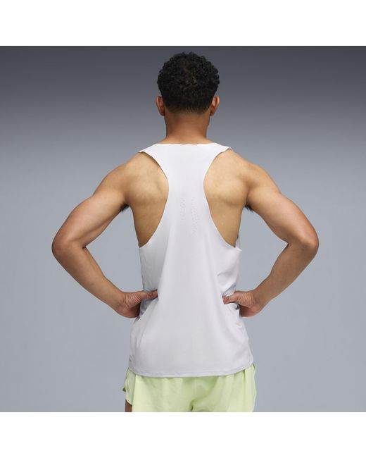 PUMA White Lightspeed Ultraweave Graphic Running Singlet for men