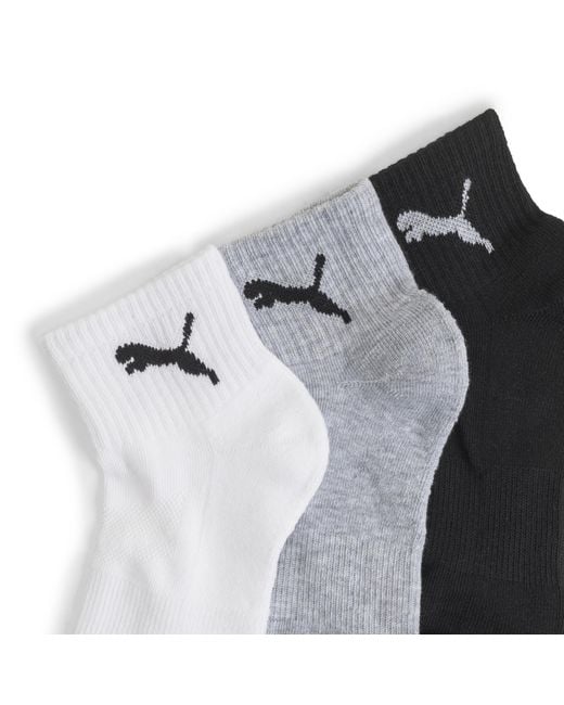 PUMA Black Half Terry Quarter-Length Socks (6 Pairs) for men