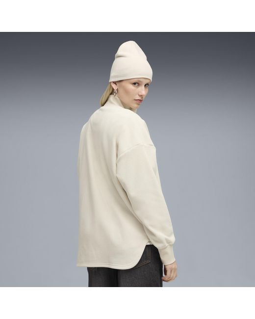PUMA Her Oversized Wintertop Met Ronde Hals En Halve Rits Voor Maat in het Natural