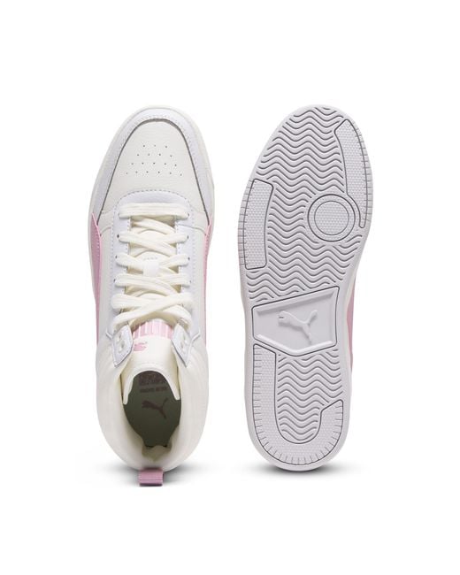PUMA White Dribble Mid Sneakers