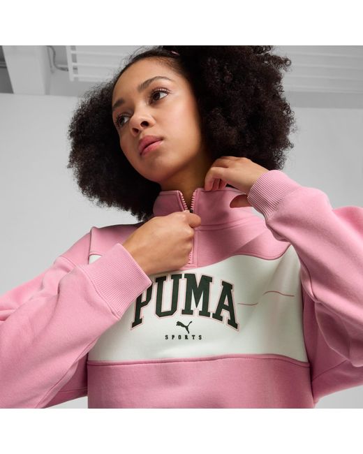 PUMA Pink Squad Quarter-Zip Pullover